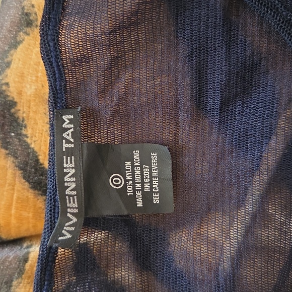 Vivienne  Blue Black Sheer Long Sleeve Top - Picture 5 of 6